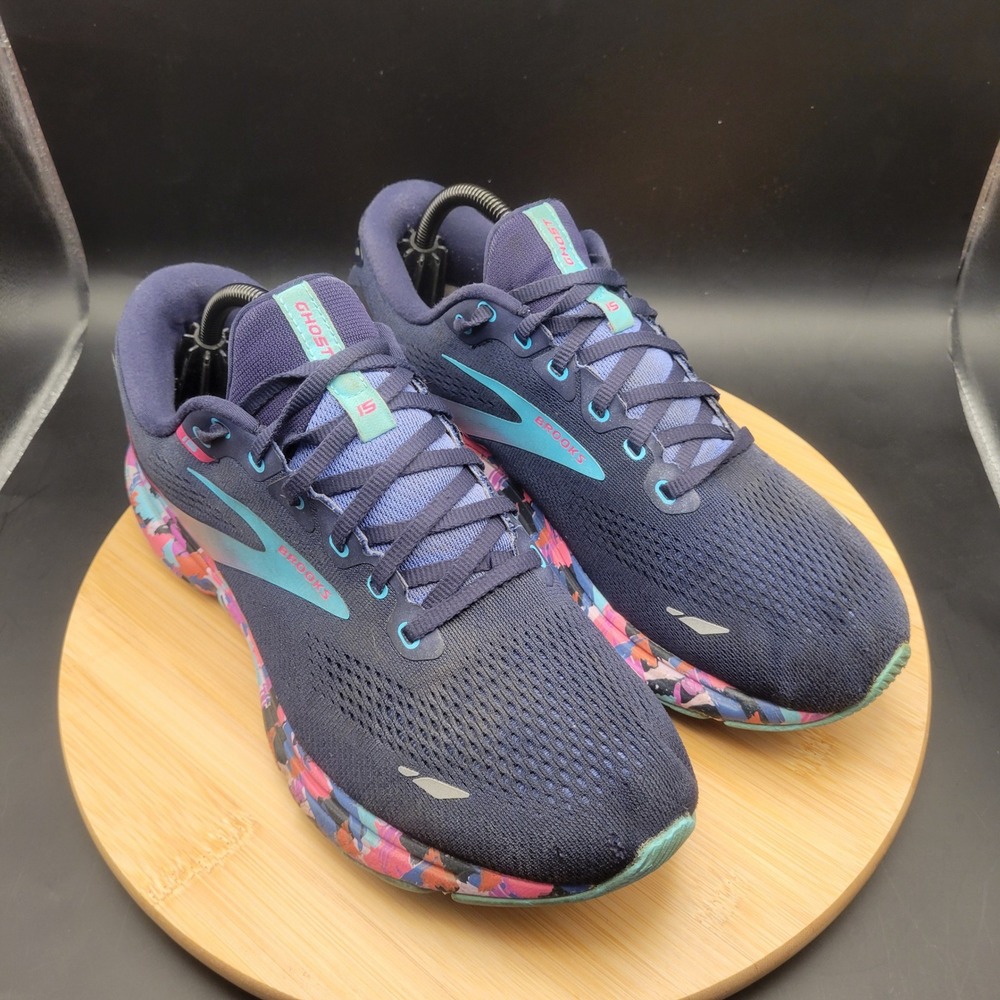Brooks Ghost 15 Women Running Shoes Navy Pink Teal 1203801D434 Size 11.5 Wide D